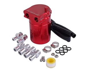 オイル キャッチ タンク 赤色 円柱型 アルミ製 自動車 オートバイ 汎用 車用 バイク用 軽