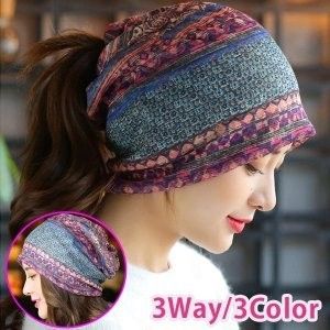 帽子 レディース ニット帽 ネックウォーマー ターバン フェイスマスク 防寒 エスニック