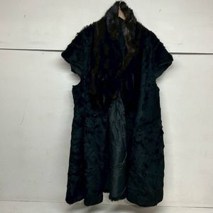 【Revillon レビオン】高級毛皮 ラビットファー 半袖ロングジャケット 毛皮 本毛皮 上質