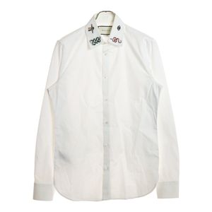 GUCCI グッチ 19AW シンボルズ ネック スネーク刺繍 長袖シャツ 523500 Z341L ホワイト
