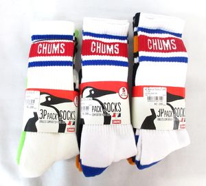 送料300円(税込)■cf527■チャムス ミディアムソックス 3足組 S/22-24cm 2種 3点【シンオ