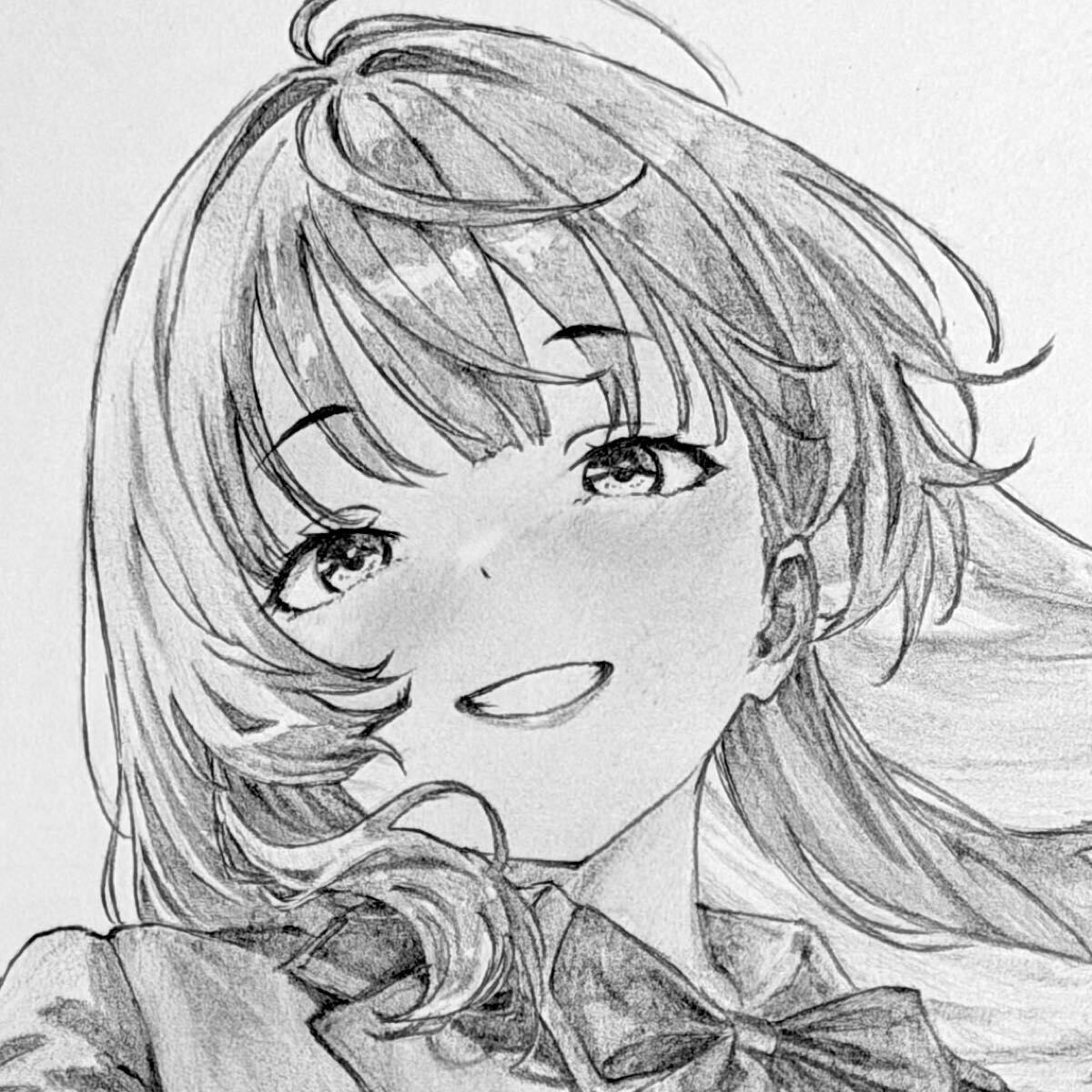 A4 手描き イラスト Ln115 オリジナル ペットの視界 鉛筆画 原画