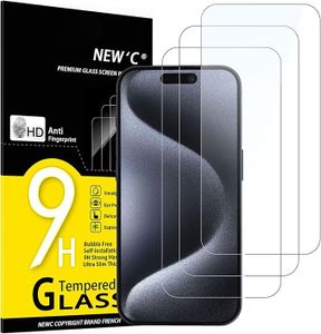 NEW'C 3枚 ガラスフィルム iPhone 15 Pro Max 用/iPhone 15 Plus 用/iPhone 16 Plus 用強
