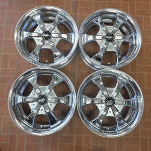 深リム メッキ ファブレス FABULOUS 15インチ　5.5J+40(実測)　4H-100/110　中古