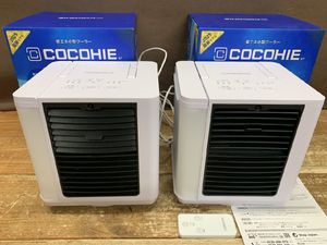 【WJ-0078】ここひえ R7 25013-J 卓上扇風機 ミニクーラー 2点セット リモコン1点付 現状