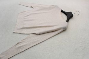 9537 新品 ウール混横リブドルマンプルオーバー ベージュ38サイズ