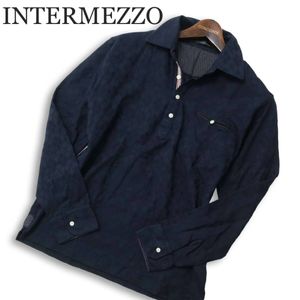 INTERMEZZO インターメッツォ レナウン 通年 アーガイル ダイヤ 総柄★ 長袖 ポロシャツ
