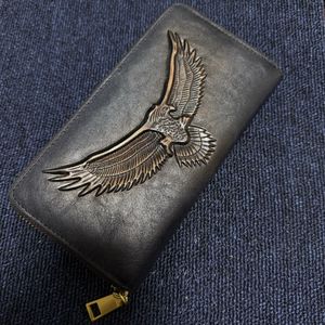 新作品 数量限定　鷹　タカ　金運UP イタリアンレザー メンズ 牛革本革 長財布　小銭入れ