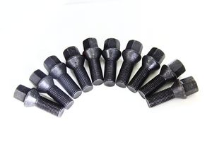 外車用 ラグボルト BMW ベンツ アウディに M12×P1.5 首下28mm R12球面 10本 ブラックボ
