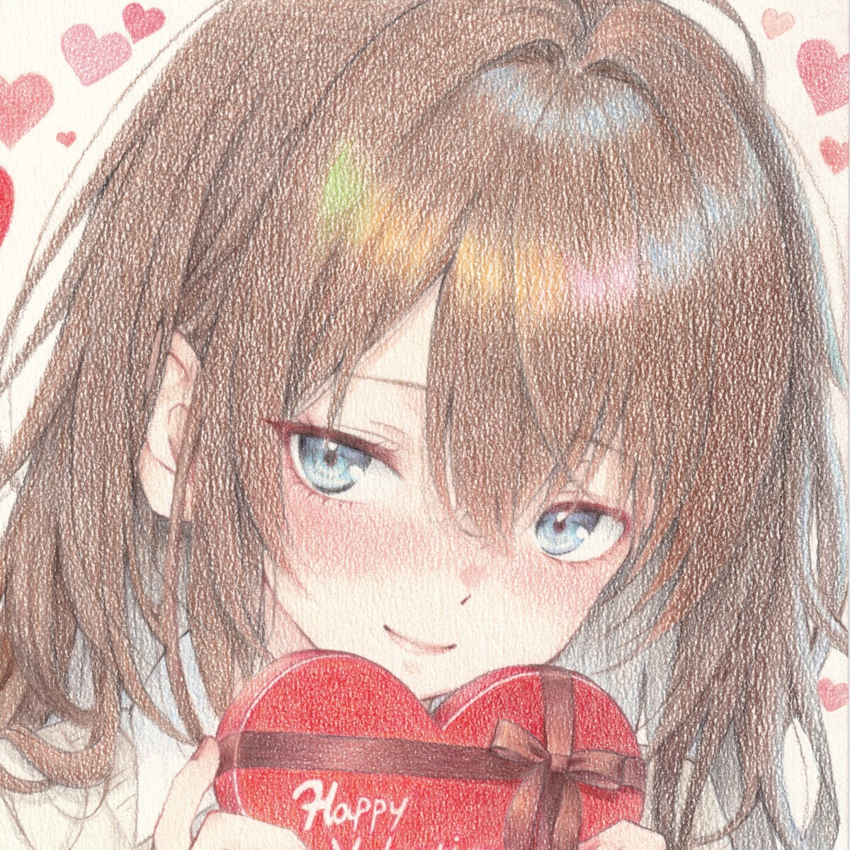 イラスト　ポップ画　色鉛筆　自作画　オリジナル画 色鉛筆画【A4原画】地味子ちゃん一世一代の大勝負 手描きイラスト 美
