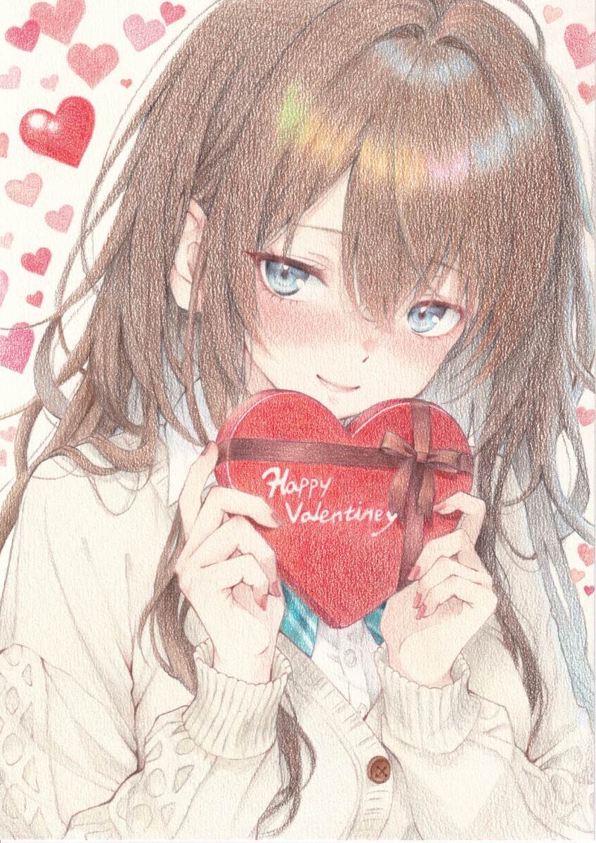 色鉛筆画【A4原画】地味子ちゃん一世一代の大勝負 手描きイラスト 美