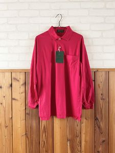 未使用 YVES CARREAU メンズ 長袖 ポロシャツ Lサイズ 赤 レッド スポーツ トップス ゴル