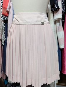 mskt128☆彡ピンク プリーツミニスカート＊東京ブラウス　CLATHAS ３８　ウエストサテン