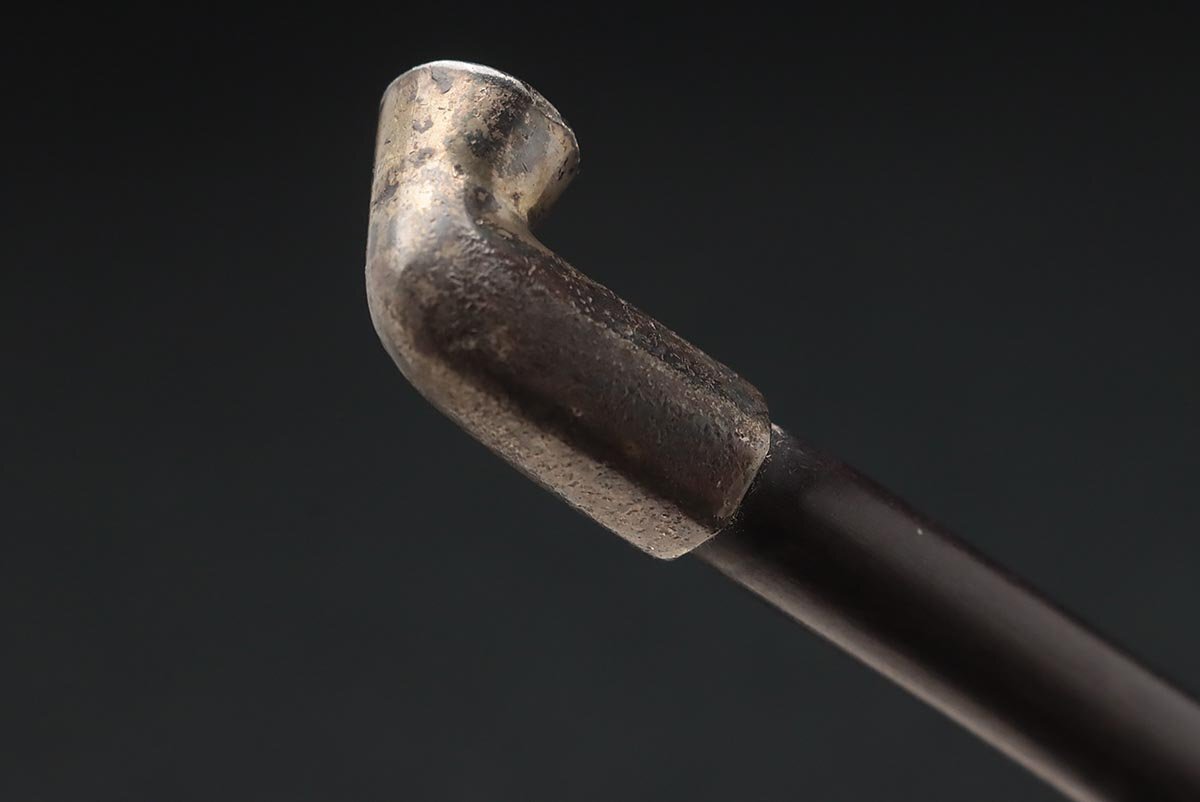 FF234 時代 喫煙具【愛竹鐫】純銀煙管 全長20.5cm・銀六角面取 漢詩彫