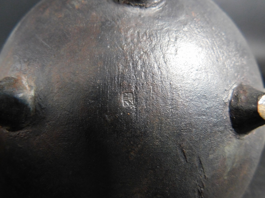 李王家 銅製四耳香炉｜骨董品 戦前 李王家 美術工場造 青銅鋳物 京城 香炉 共箱 双耳香炉 美刻印