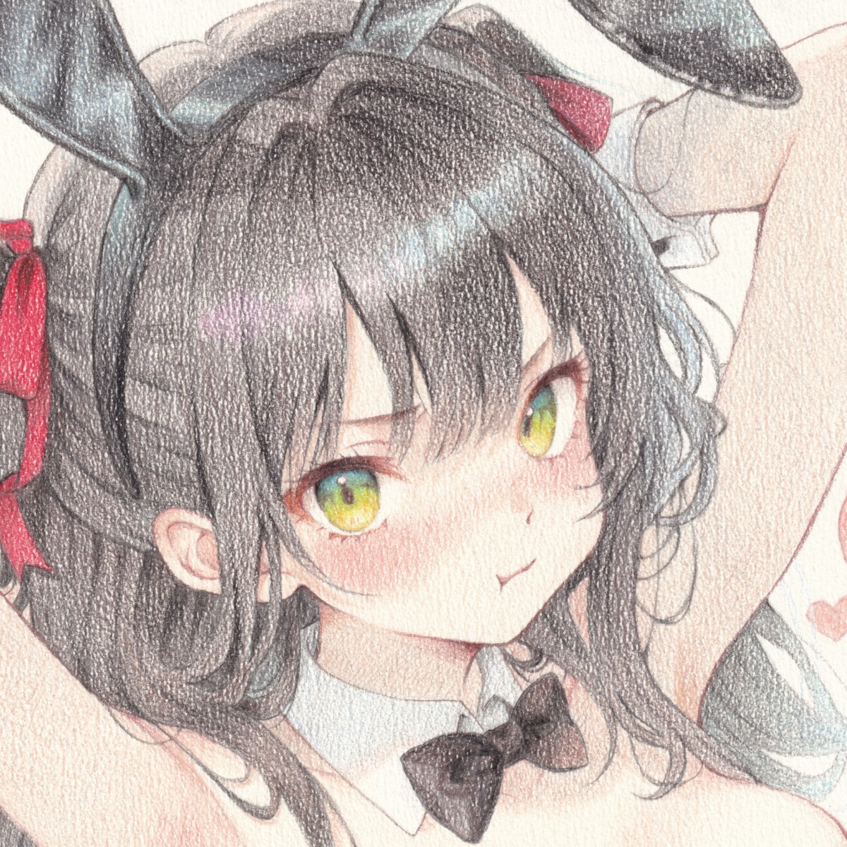 色鉛筆画【A4原画】無防備な脇 手描きイラスト 美少女 オリジナル 一点