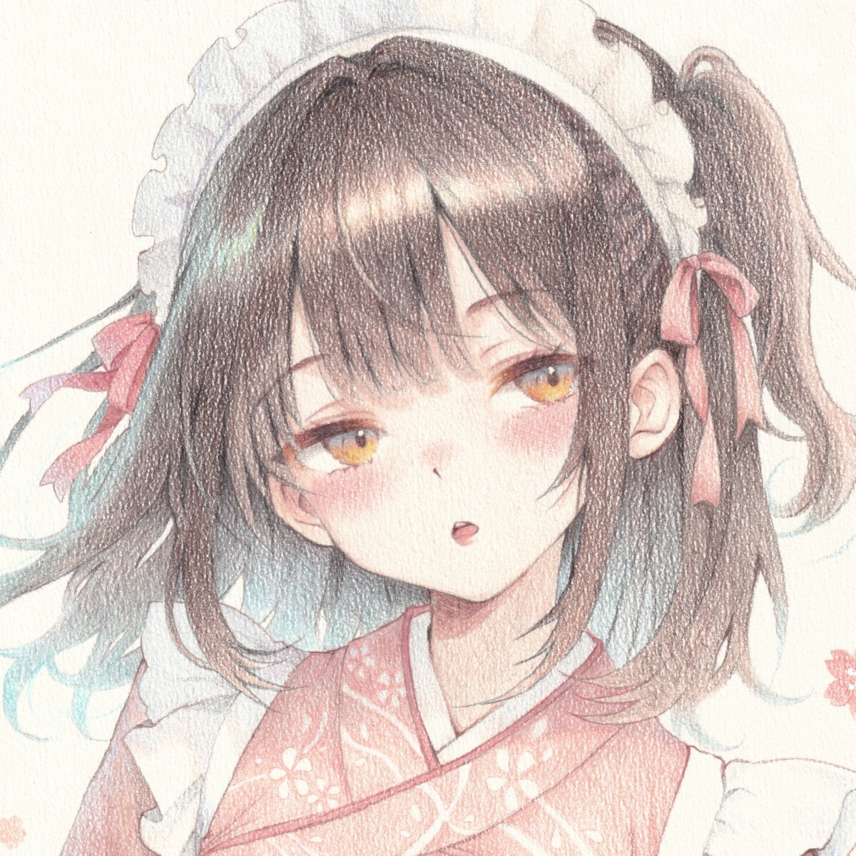 色鉛筆画【A4原画】幼なじみのトクベツサービス 手描きイラスト 美少女
