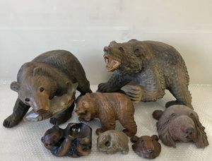 北海道　阿寒湖　熊　彫り物　置物 レトロ 当時物 北海道 阿寒湖 木彫り熊/クマ 顔//頭 鮭 30×30㎝ 壁掛け