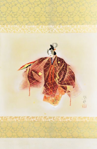 真作/二井栄逸/羽衣図/能画/祝掛軸/正月掛軸/掛軸/名家伝来/AK-305 真