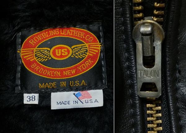 USA製 ROEBLING LEATHER CO. レザーライダースジャケット 38 黒(M