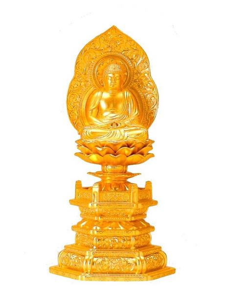 【仏教美術】 阿弥陀如来座像 仏像 18.5cm 純金メッキ [lives]