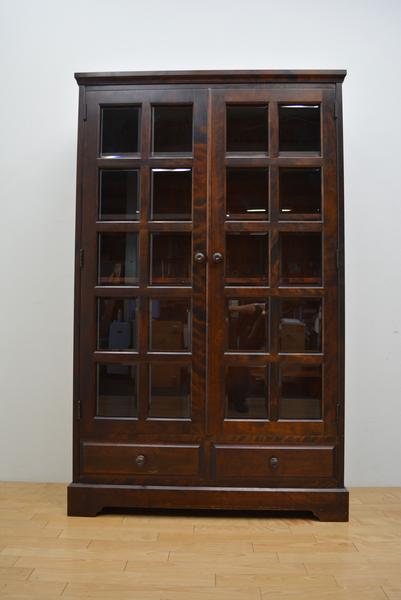 美品 北海道民芸家具 樺無垢材 本棚 書庫 書棚 検)松本　