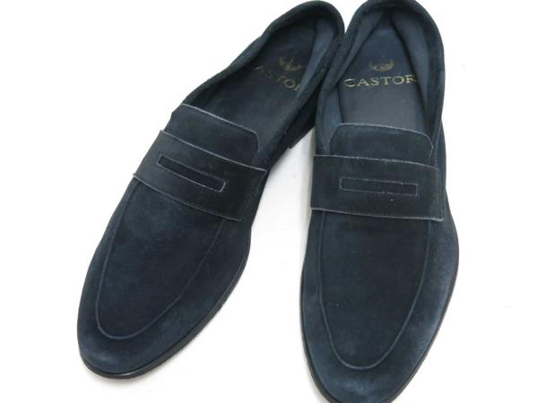 CASTORI スウェードローファー カストーリ ネイビー 38