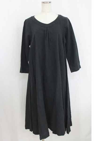 春夏◆ネストローブ nest Robe リネンフレアロングワンピース 黒