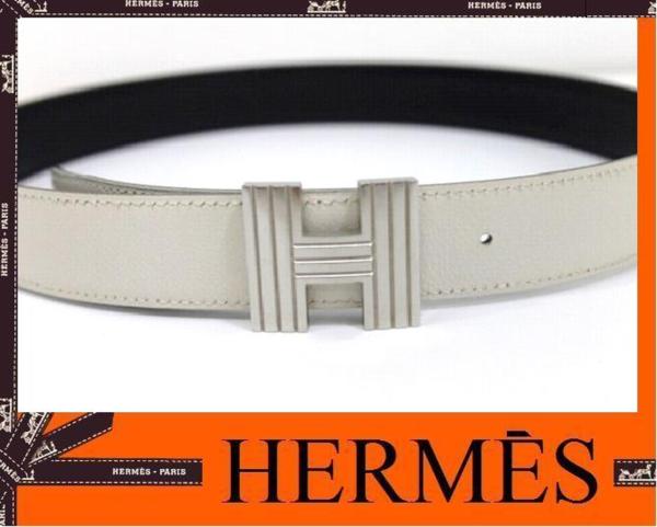 ★エルメス アッシュベルト リバーシブル ホワイト系★