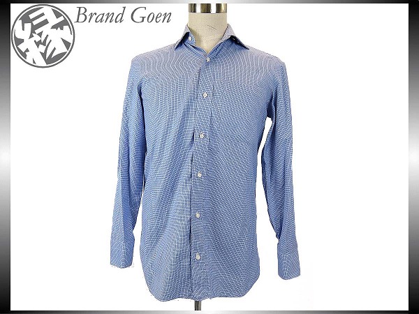 [★ルイジボレッリ]コットン長袖シャツ size37 ブルー