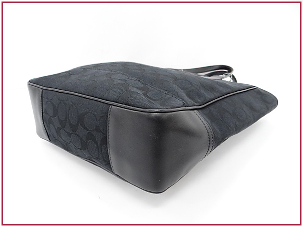 1円 コーチ シグネチャー トートバッグ キャンバス 黒系 中古