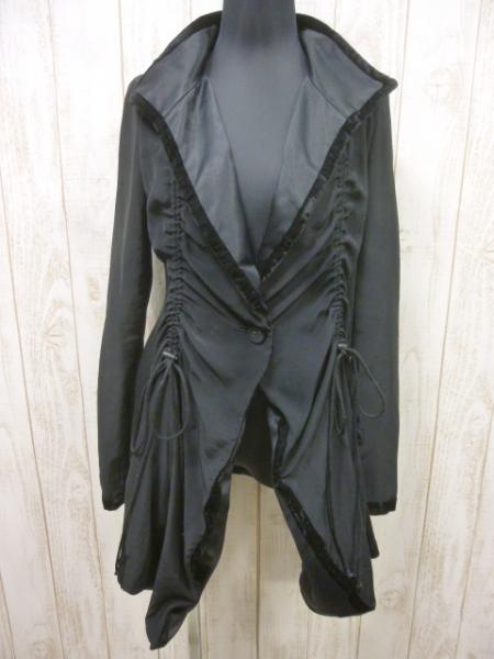 【バジュラ】ジャケットコート長袖前下がりサイドギャザー/L14