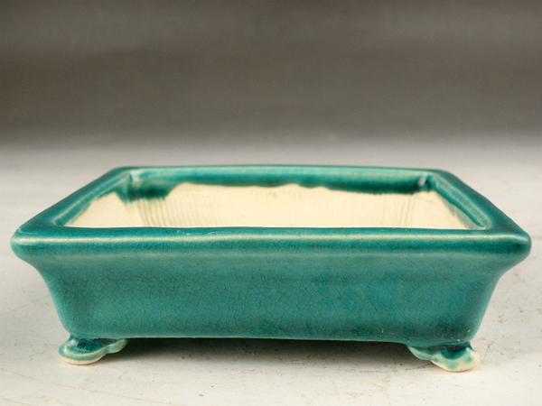 [盆栽 樂屋]◆[送料無料]平安虹泉 緑釉雲足長方鉢◆