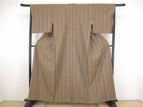 特選！高級着物■風合いの良い紬　米沢　縦縞　しつけ付