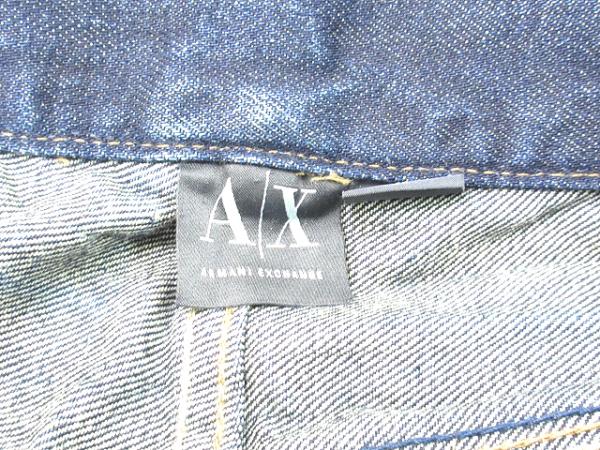 ARMANI EXCHANGE USED加工 インディゴストレートデニムパンツ/32