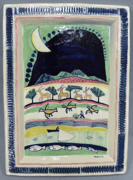 ★陶額★　杉浦正美　『故郷』　肉筆陶板　共箱　【二科会】