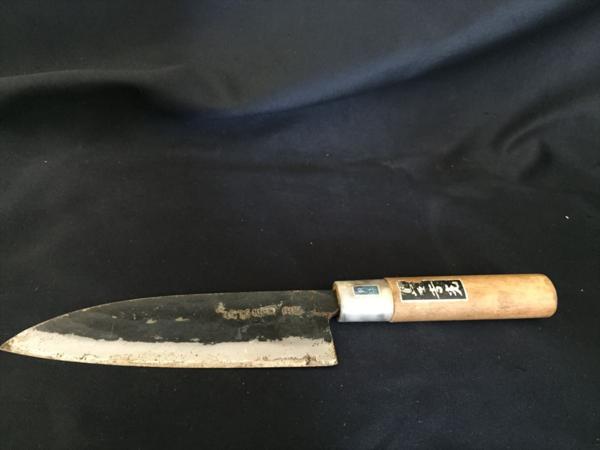 中古美品 】一級品出刃包丁 （MA-3701 鋼製 出刃包丁 刃渡り150mm 堺  