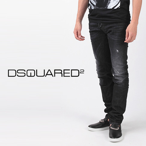 超特価ディースクエアードSLIM JEANダメージブラックジーンズ42