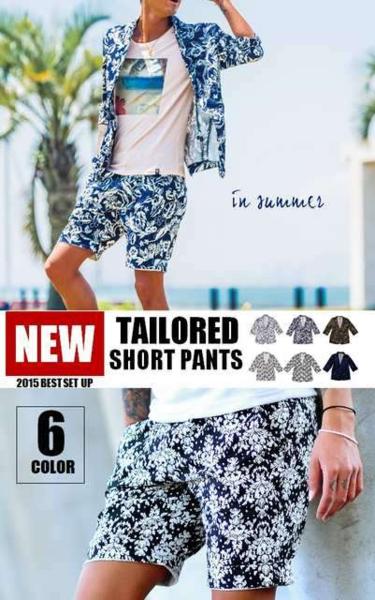 夏必須SETUP総柄/上下セットアップ★麻綿で涼しい6色/XLサイズ