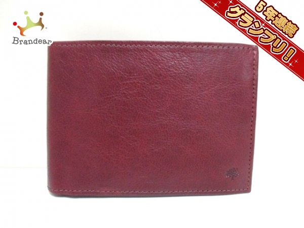 美品■MULBERRY(マルベリー) 2つ折り財布 ボルドー レザー