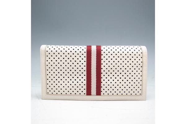 ◆値下げ◆バリー パンチング レザー 二つ折り長財布 ホワイト