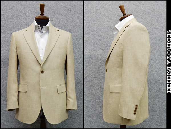 ◎ジャケット★麻風合い☆ベーシック2釦/砂色NS452 ★AB 7