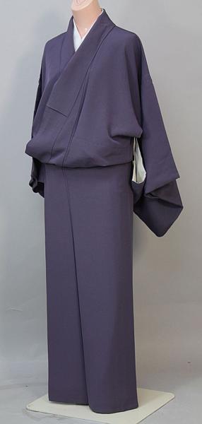 【一輝堂】YY9036=色無地 背に丸に違い鷹の羽紋 縮緬