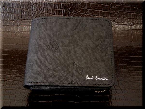 (B-6473)新品★ポールスミス★人気/黒/ポールドローイング/財布
