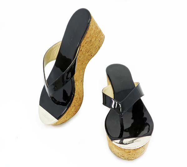 /◆【ジミーチュウ】トング コルクウェッジ サンダル 37