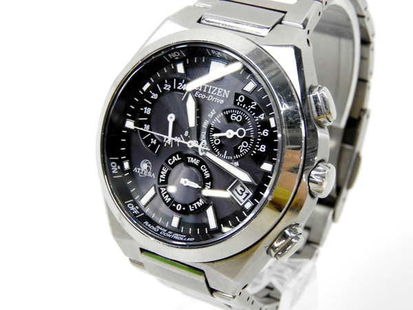 訳有 CITIZEN ATTESA E610-T008585 クロノ チタン 電波 F1490644
