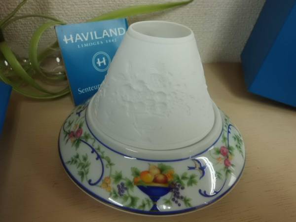 仏・アビランド社 キャンドルホルダー リモージュ焼きの絵付