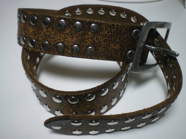 ヴィンテージ レザー スタッズベルト　軍 アーティザナルARTS &