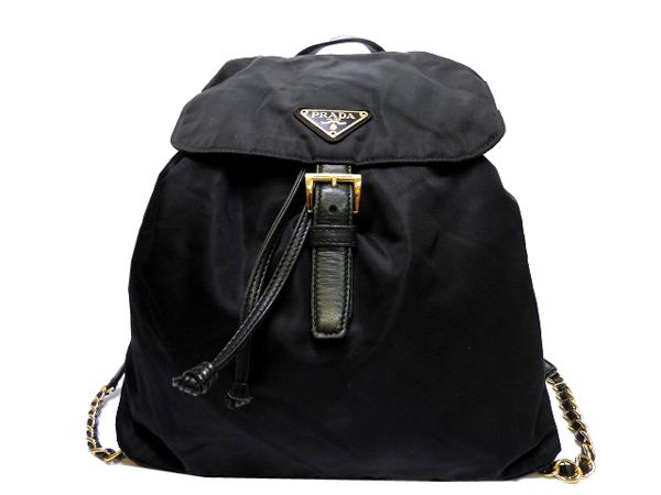 プラダPRADAナイロン チェーン リュック バッグ 鞄 黒 0324 PRADA