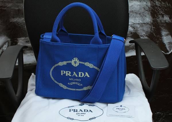★プラダ カナパ・ミニショルダートート ブルー ■Gカード付